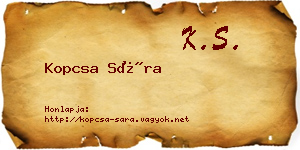 Kopcsa Sára névjegykártya