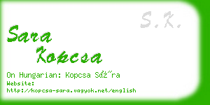 sara kopcsa business card